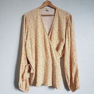 Old Navy Ditsy Floral Balloon Sleeve Wrap Blouse Top Multicolor Size Women's XL